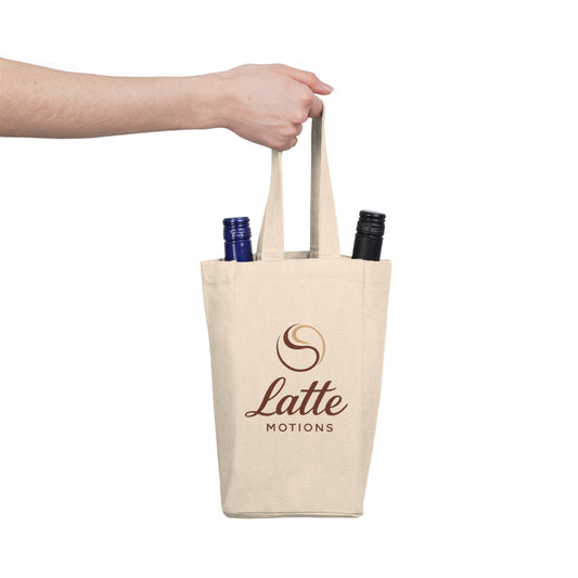 Latte Motions Double Wine Tote — Reusable Canvas Bottle Carrier