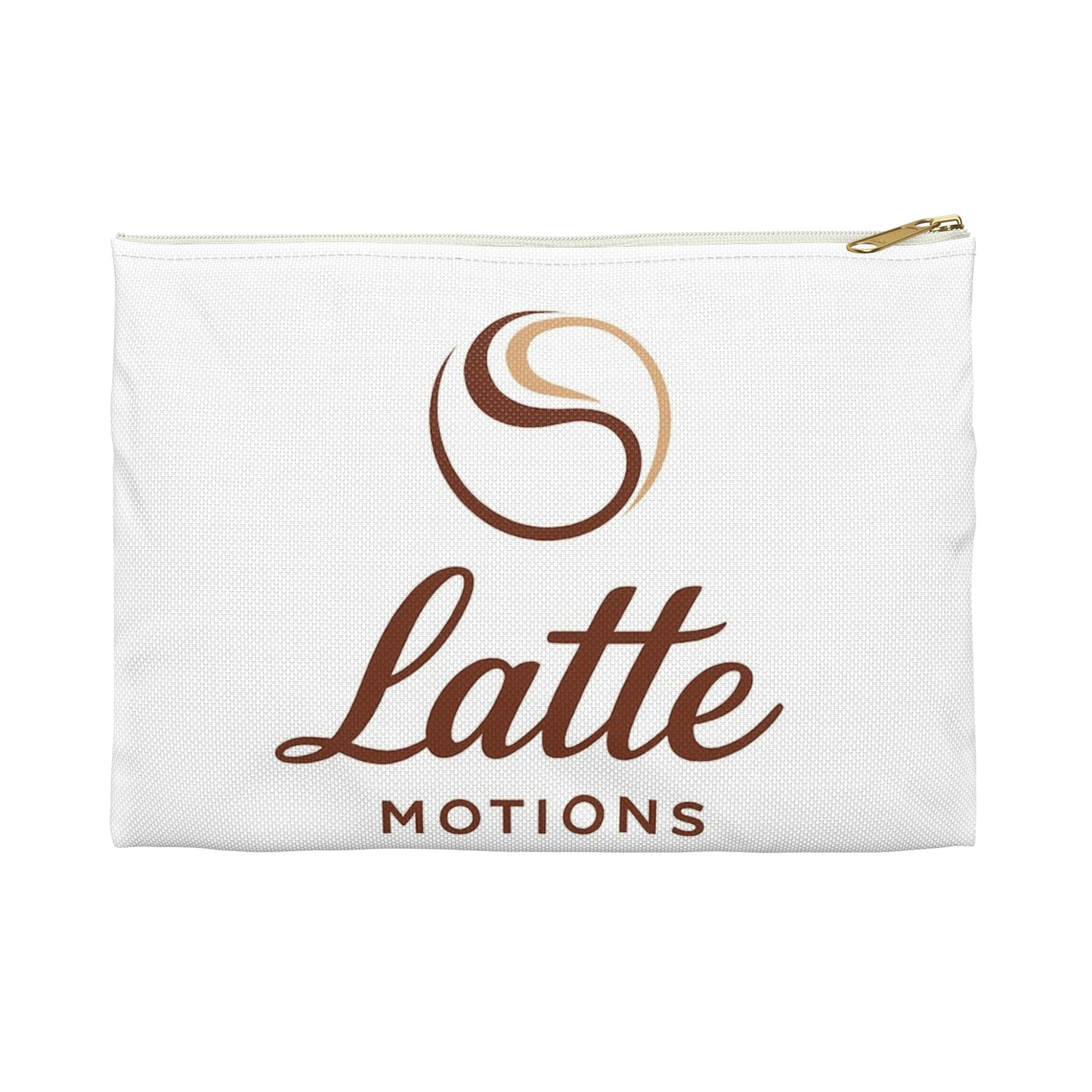 Latte Motions Accessory Pouch — Coffee-Inspired Cosmetic & Tech Organizer