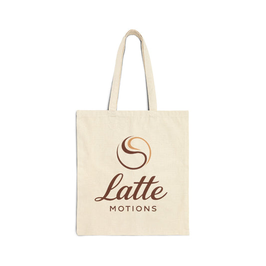 Latte Motions Canvas Tote Bag — Reusable Coffee Market Tote