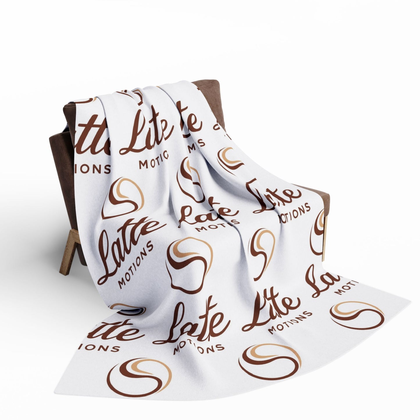 Latte Motions Fleece Blanket — Cozy Coffee Logo Throw