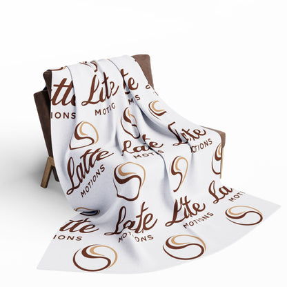 Latte Motions Fleece Blanket — Cozy Coffee Logo Throw